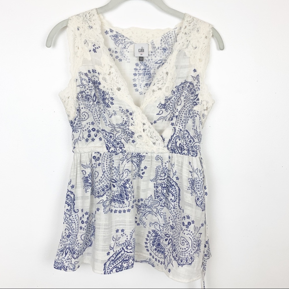 CABI Veranda PAISLEY BOHO SLEEVELESS TOP SIZE XS